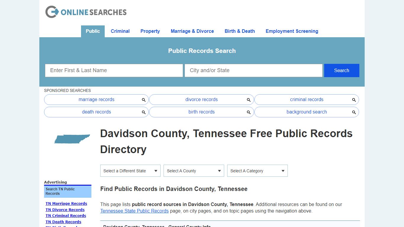 Davidson County, Tennessee Public Records Directory