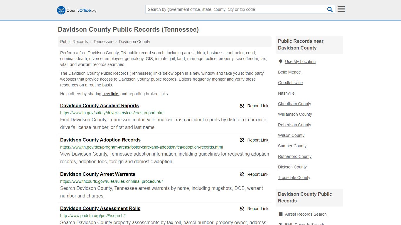 Public Records - Davidson County, TN (Business, Criminal ...