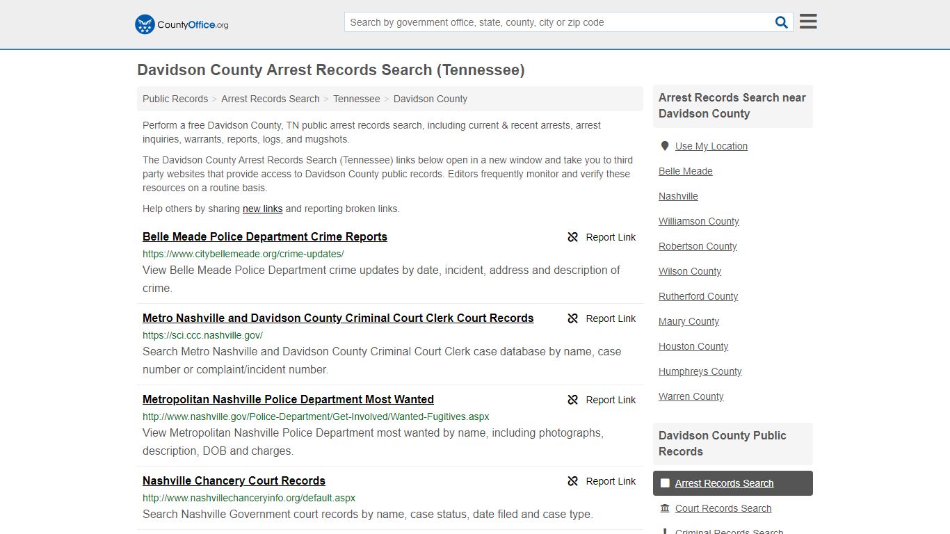 Arrest Records Search - Davidson County, TN (Arrests ...
